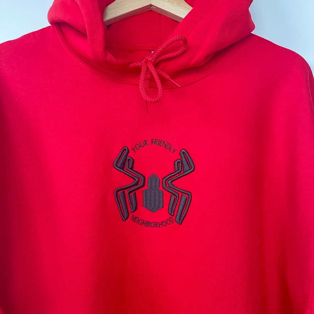 Spider Man embroidered hoodie; Peter Parker hoodie;